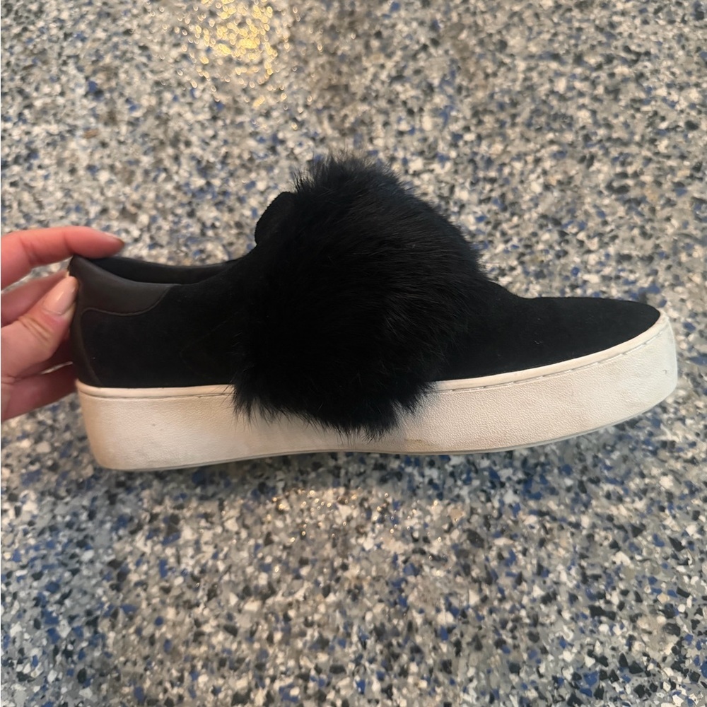 Michael Kors Black Furry Sneakers